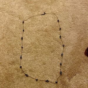 Silver beaded long necklace